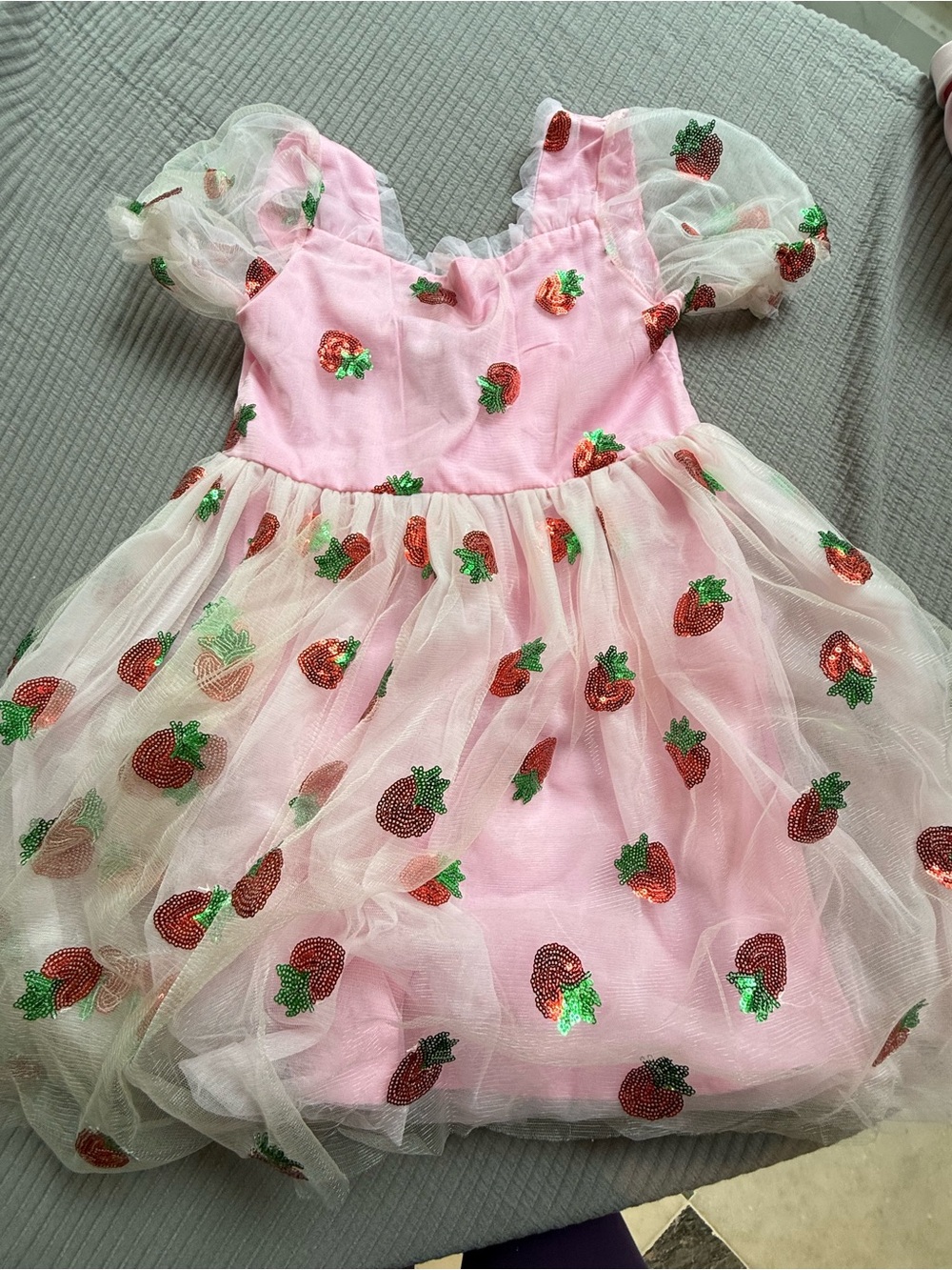 Lola and the boys Pink Strawberry Sequin Tulle Costume Dress